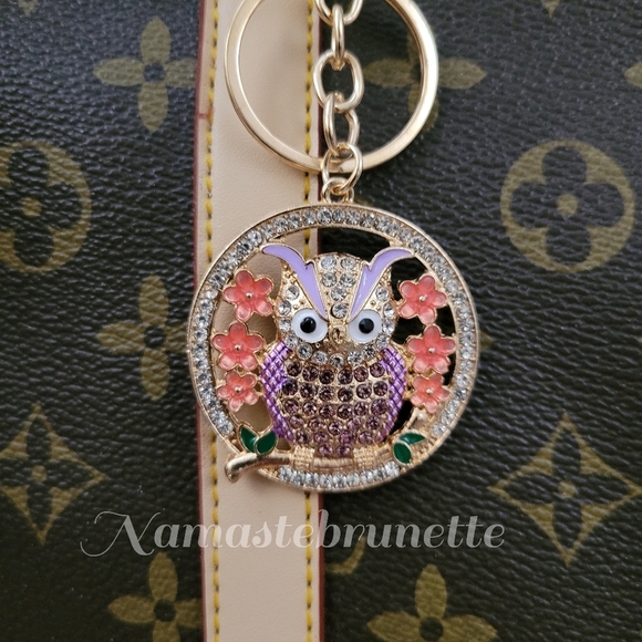 2/$20 Boho Owl Crystal Rhinestone Keychain Bag Charm - Picture 3 of 8